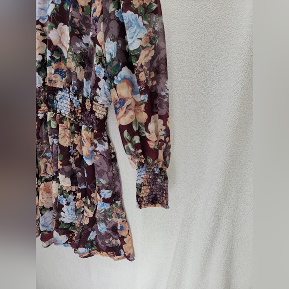 HALOGEN Floral long Sleeves Lined Multi Color Dress Size- Small - Picture 3 of 8